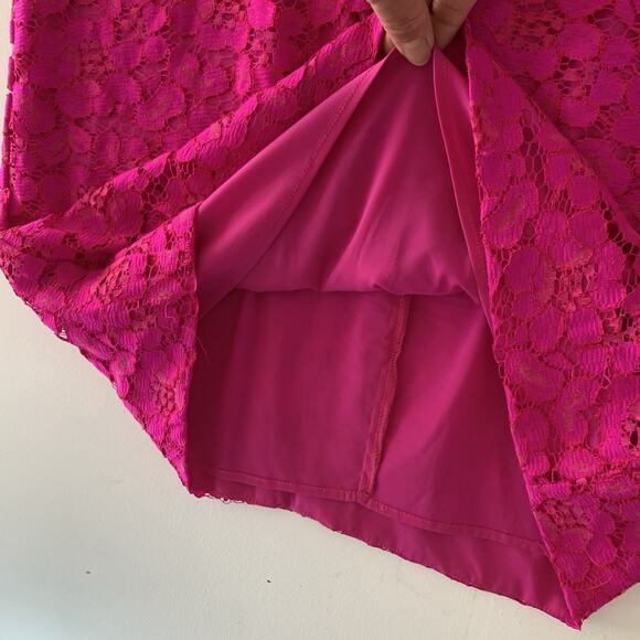 Trina Turk Fuchsia Pink Lace Mini Party Dress Open‎ Back lined Small - Picture 6 of 11